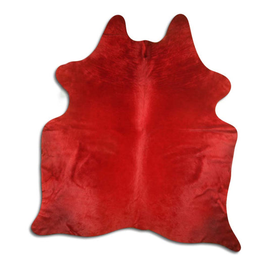 Cowhide Rug Dyed Red Medium
