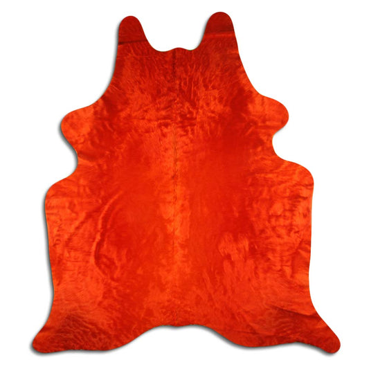 Cowhide Rug Dyed Orange Medium